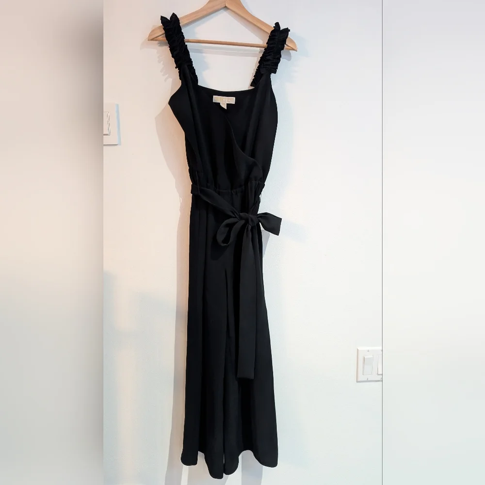 Michael KORS black Faux Wrap Cropped Wide Leg One Piece Jump Suit Size XS - Picture 10 of 10